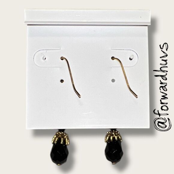 Bundle Sale 3 for $15 | Artisan Earrings – Black Faceted Beads – Gold-Tone Hooks - Picture 6 of 8